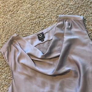 Amber Sun Lavender Satin Cowl Neck Sleeveless Blouse Top XL NWT